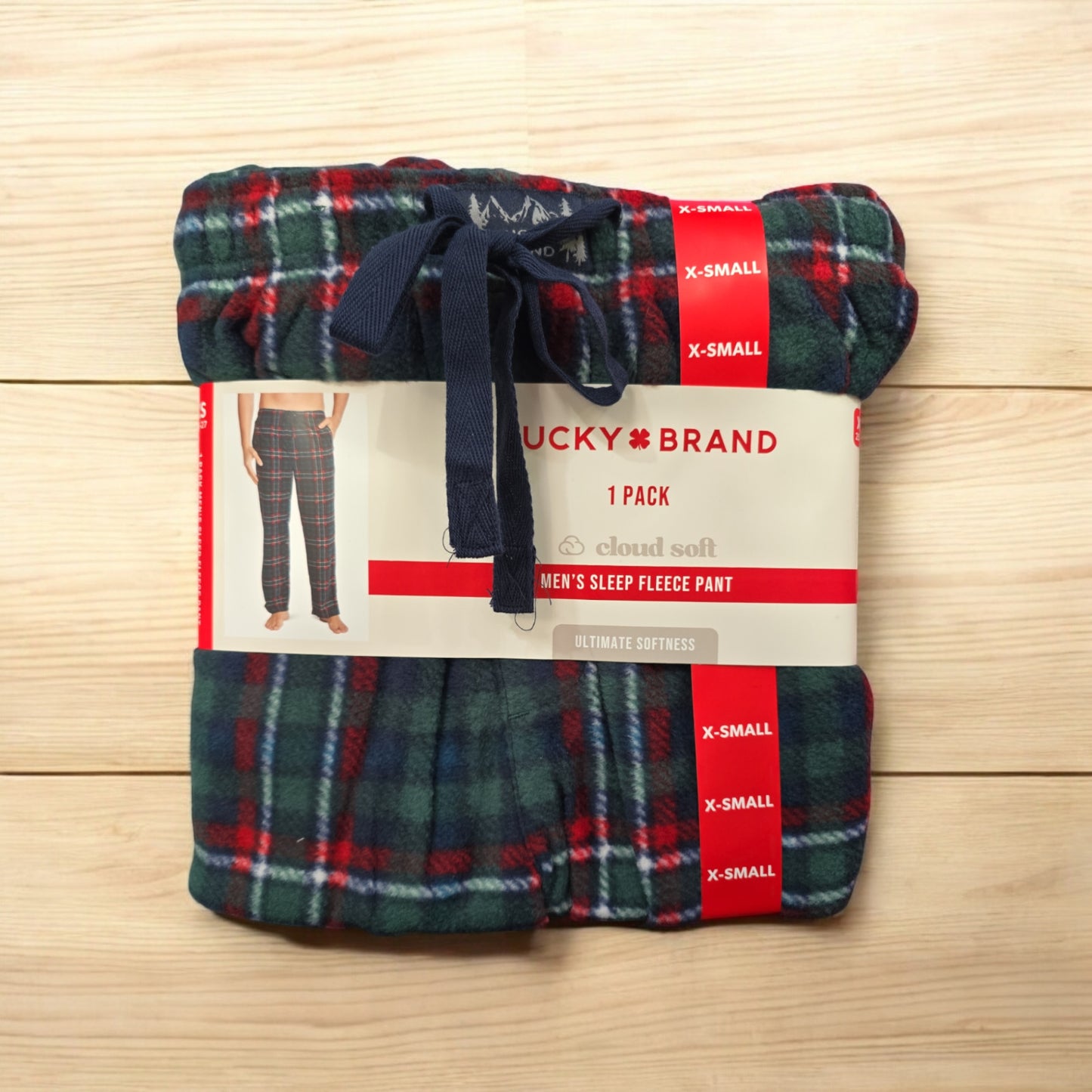 Lucky Brand Men's Sleep Fleece Pant, Green Plaid, XS