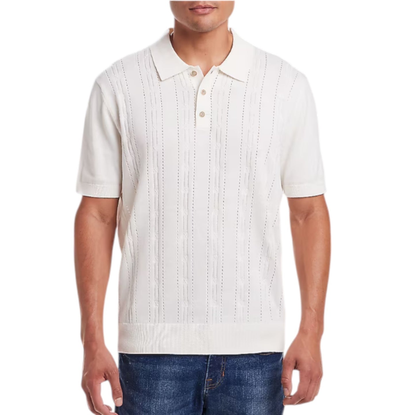 Weatherproof Vintage Classic Fit Pointelle Polo Sweater