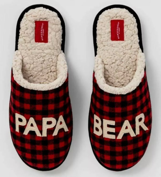 Wondershop Men's Papa Bear Slippers Red/Black Plaid - Large 11/12