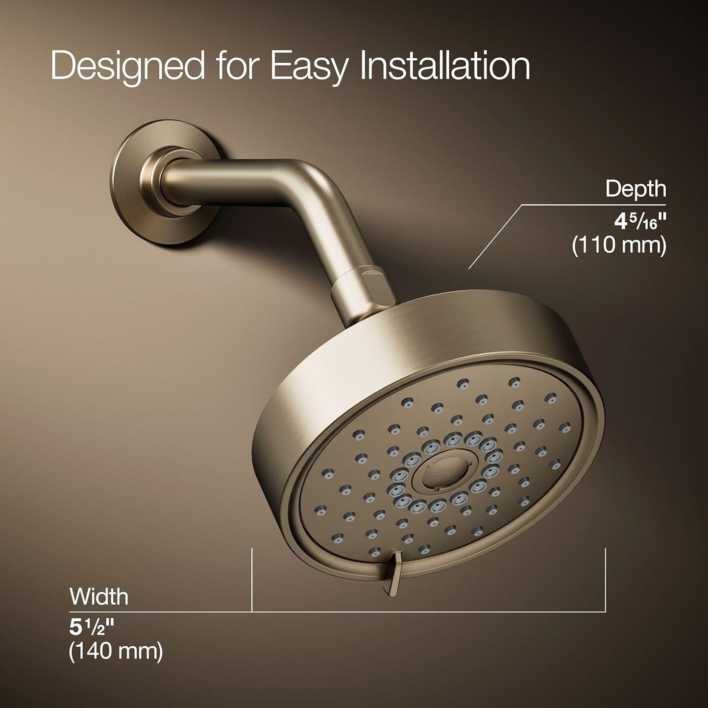 Kohler K-22170-G-BV Purist® 1.75 gpm multifunction showerhead Brushed Bronze