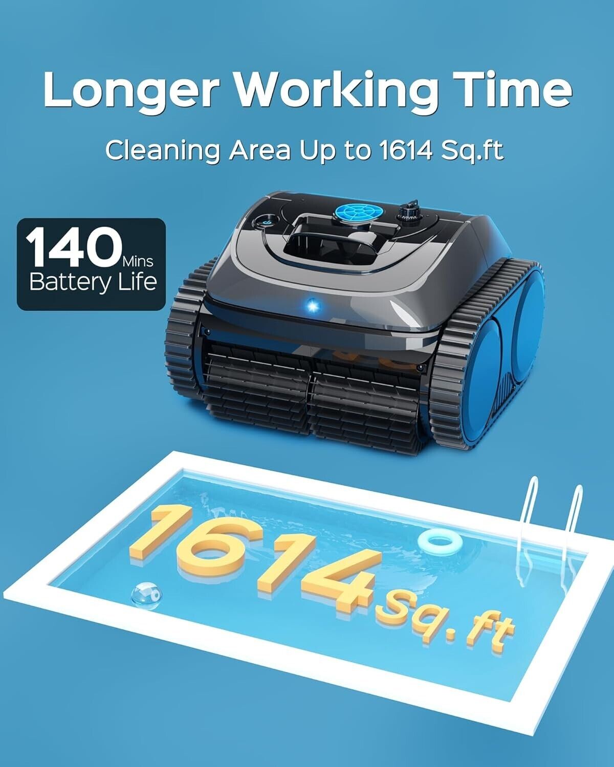 WYBOT C1 Cordless Robotic Pool Cleaner (OS7010C) w/ Charger (SEALED/ NEW) Grey