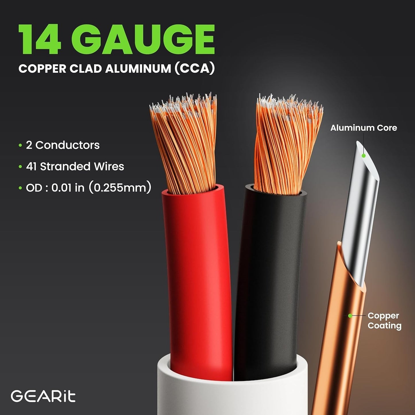 14/2 Speaker Wire (200 Feet) 14 Gauge (Copper Clad Aluminum) - Fire Safety in...