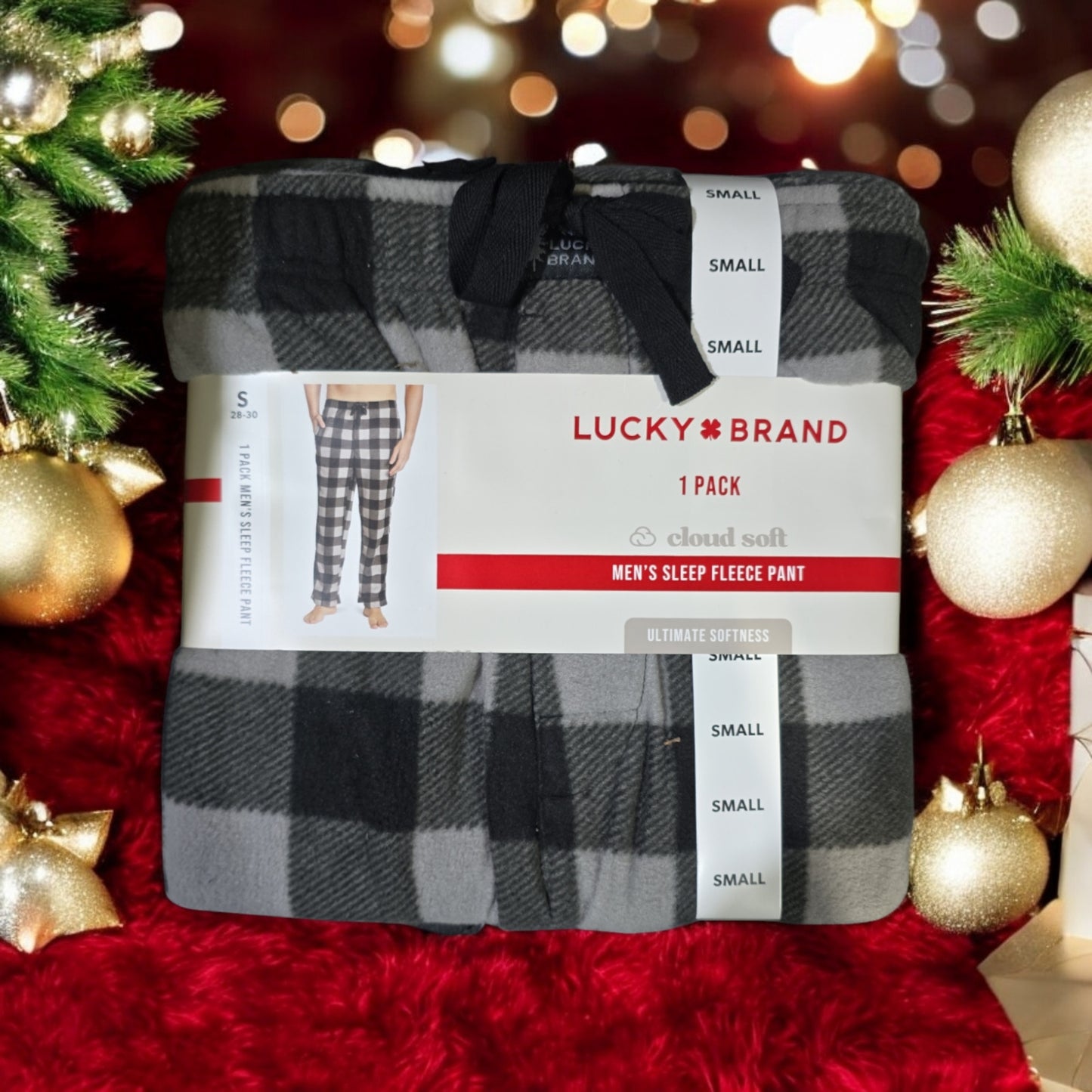 Lucky Brand Men's Sleep Fleece Pant, Gray/Black, Small