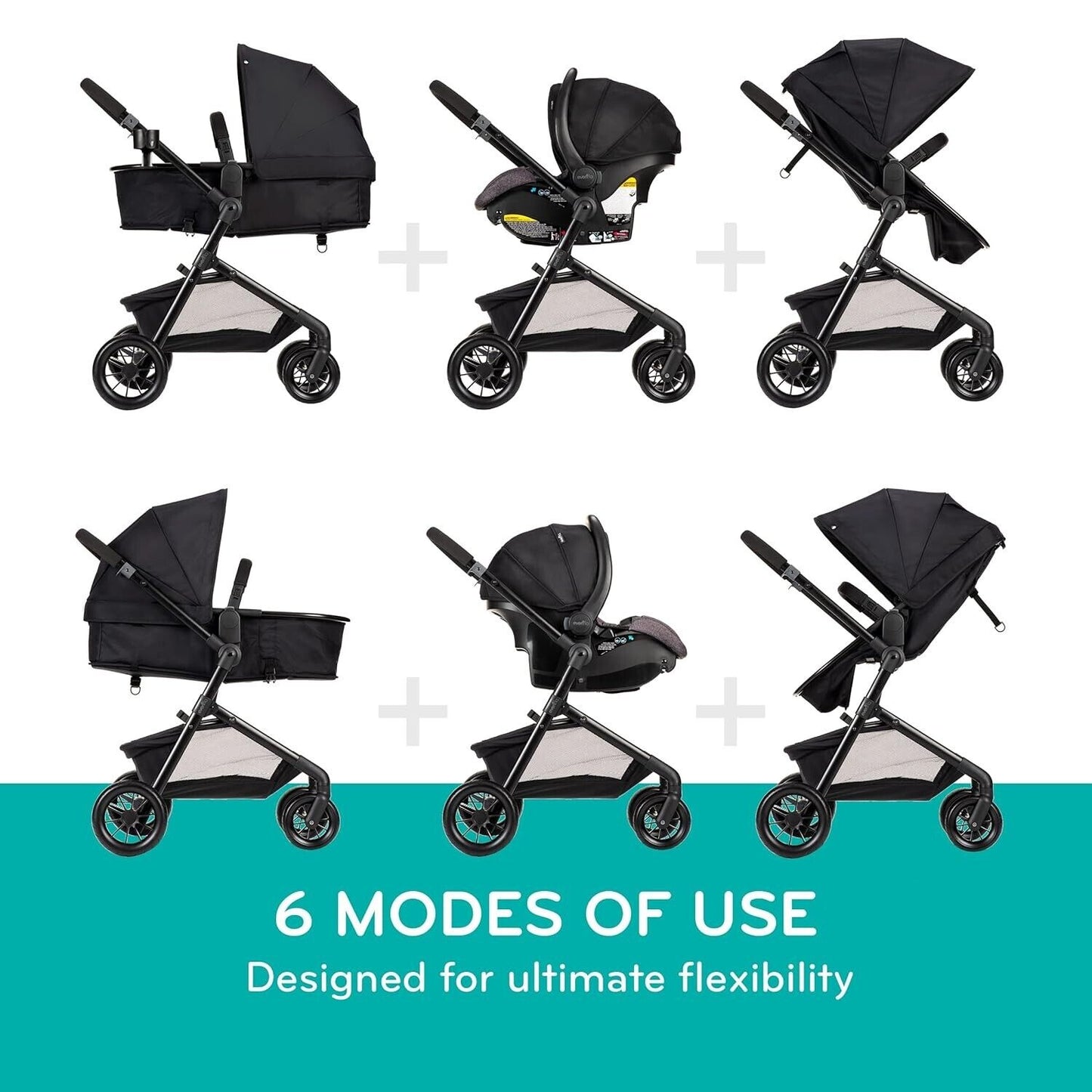 Evenflo Pivot Modular Travel System with LiteMax Infant Car Seat with Anti-Rebou