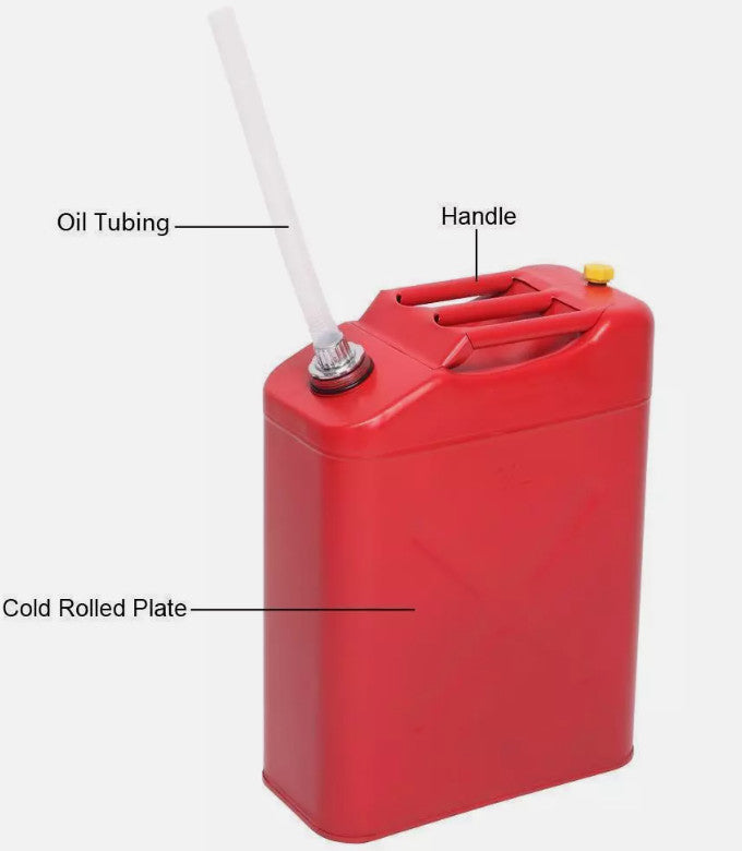 5 Gallon Large Capacity 20L Gas Gasoline Can Fuel Backup Metal Steel Tank Red