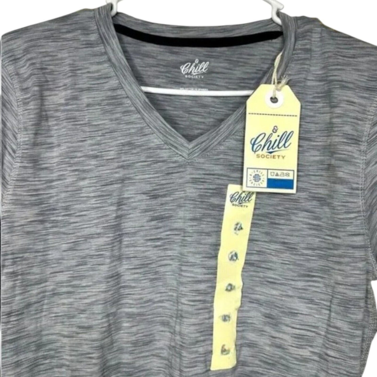 Chill Society Women’s V Neck Tee Size S - M Gray NWT