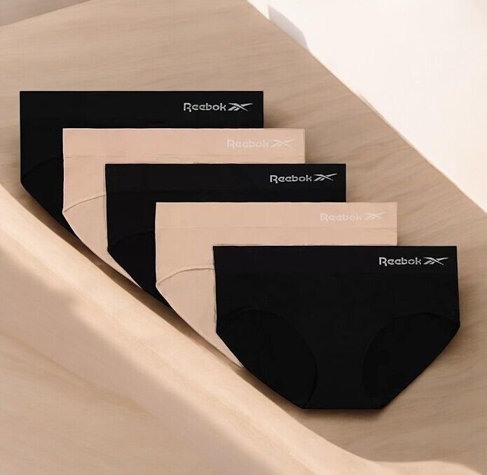 Reebok Women's 5-Pack Seamless Hipster Black/Rose Dust,S(4-6)