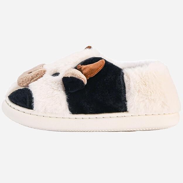 Cow Slippers for Women Fuzzy Cute Kawaii Shoes Super Warm Soft Lightweight