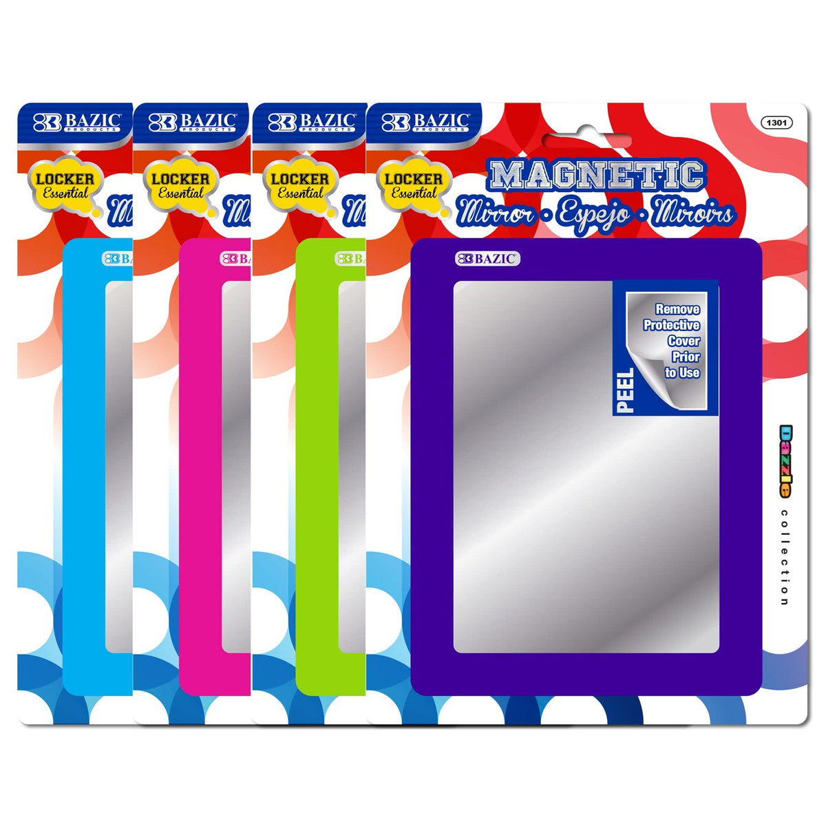 BAZIC Multicolor Magnetic Locker Mirror - One Mirror - Color May Vary