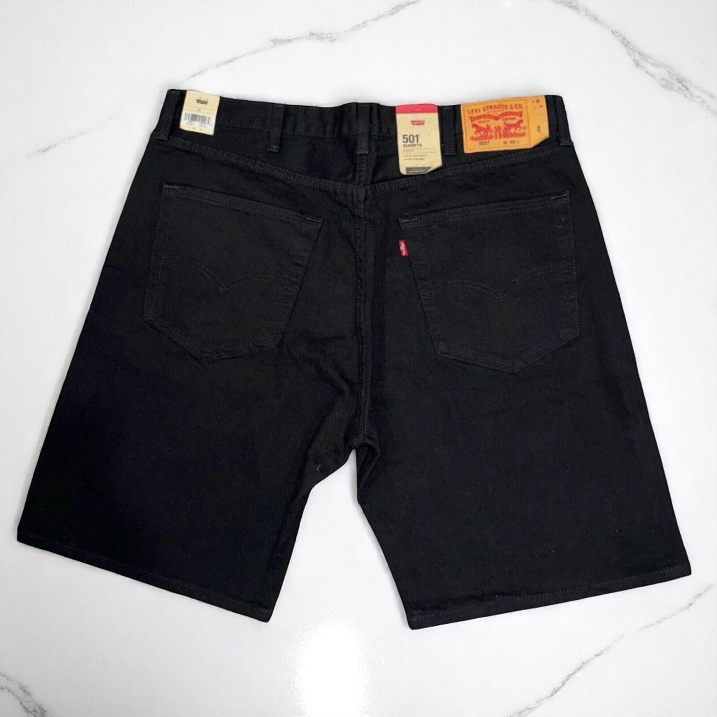 Levi's 501 Shorts Men's Original Fit Black Denim Stretch Shorts 365120040 sz 40