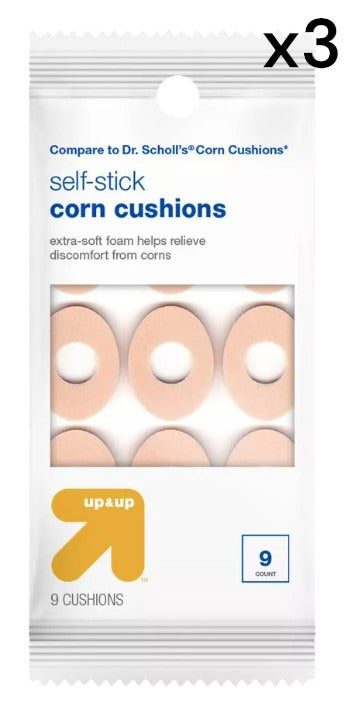 3 Pack Corn Cushions Painful Pressure Relief 9 Count Each