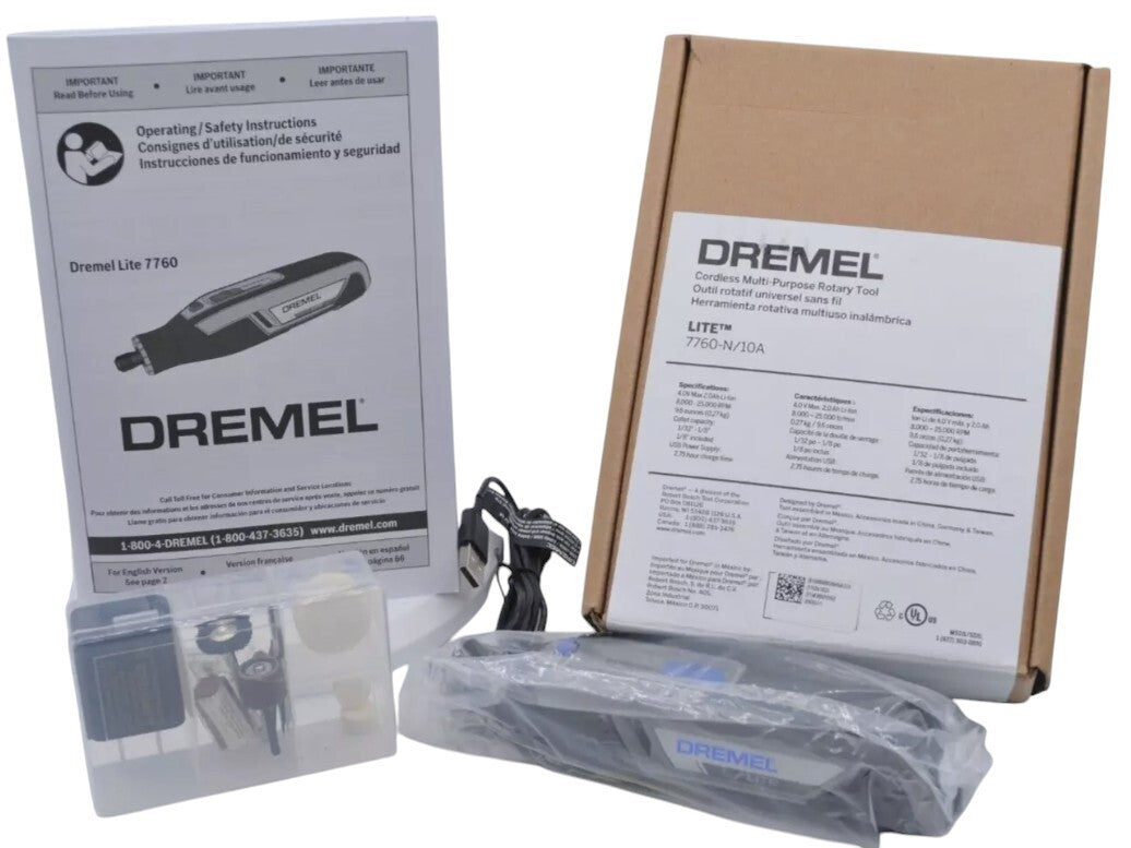 Dremel 7760-N/10A Lite 4V Cordless Rotary Drill Tool USB Charge + 10 Accessories