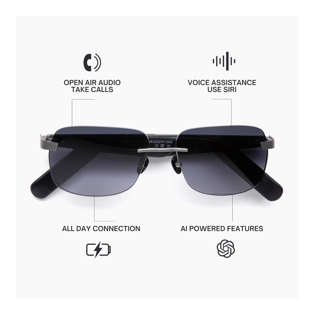 LUCYD LCD009-40 LIGHT GRAY SUNGLASSES (134018-1A) IR LOC. OFC-106 SMART GLASSES