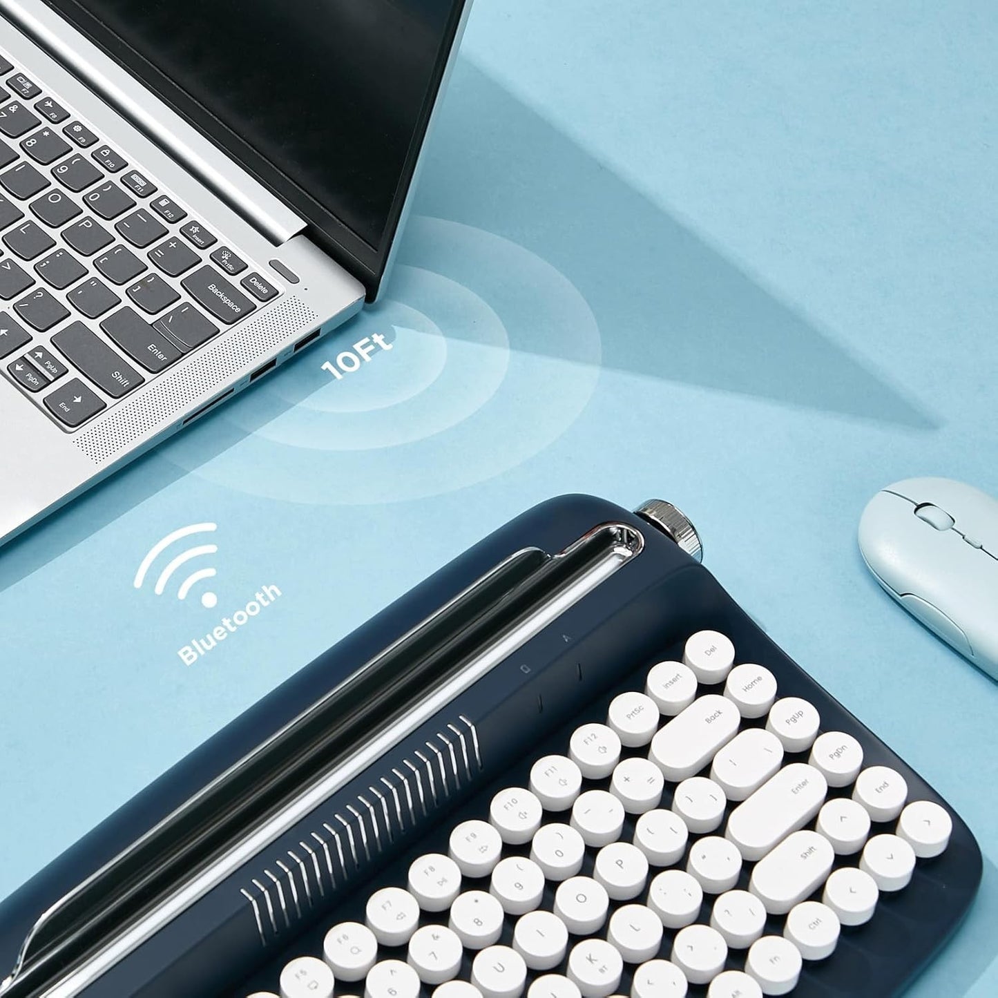 YUNZII ACTTO B303 Vintage Keyboard White/Midnight Wireless Bluetooth