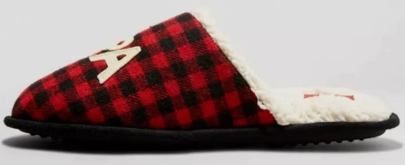 Wondershop Men's Papa Bear Slippers Red/Black Plaid - Large 11/12