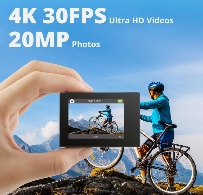 AKASO Brave 4 4K 20MP Underwater WiFi Action Camera with Accessories - Black