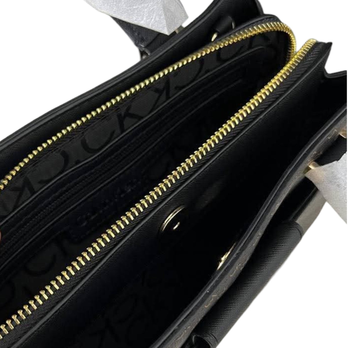 NWT Calvin Klein Women's Triple Compartment Satchel Crossbody Bag Almond/Brown