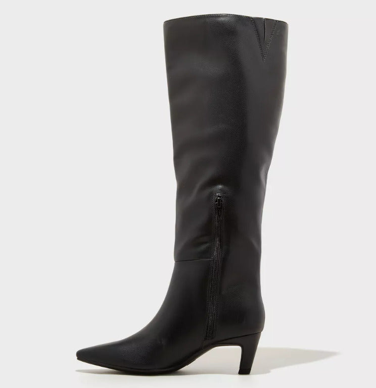 Women's Kendra Kitten Heel Tall Dress Boots with Memory Foam Insole Size 5