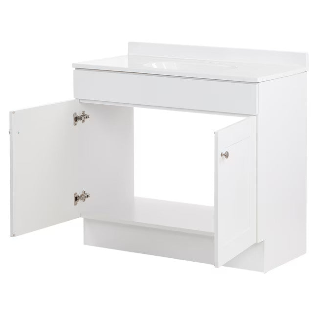 Project Source Dover 36 in White Single Sink Bathroom Vanity with White Top