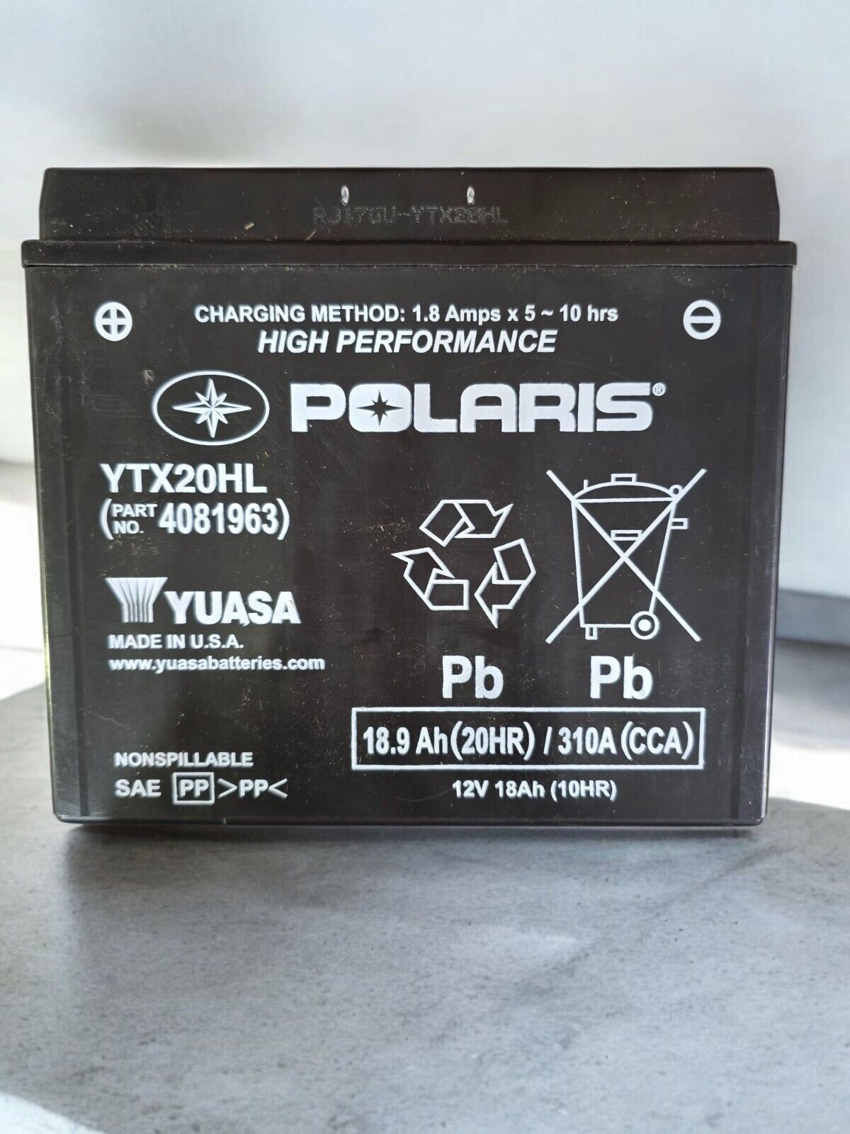 Polaris Battery YTX20HL,18AH,310CCA,V3 Part #4081963