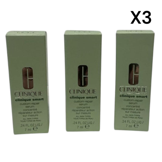 3 pc lot Clinique Smart Custom Repair Serum ALL SKIN TYPES .24 oz Each Travel