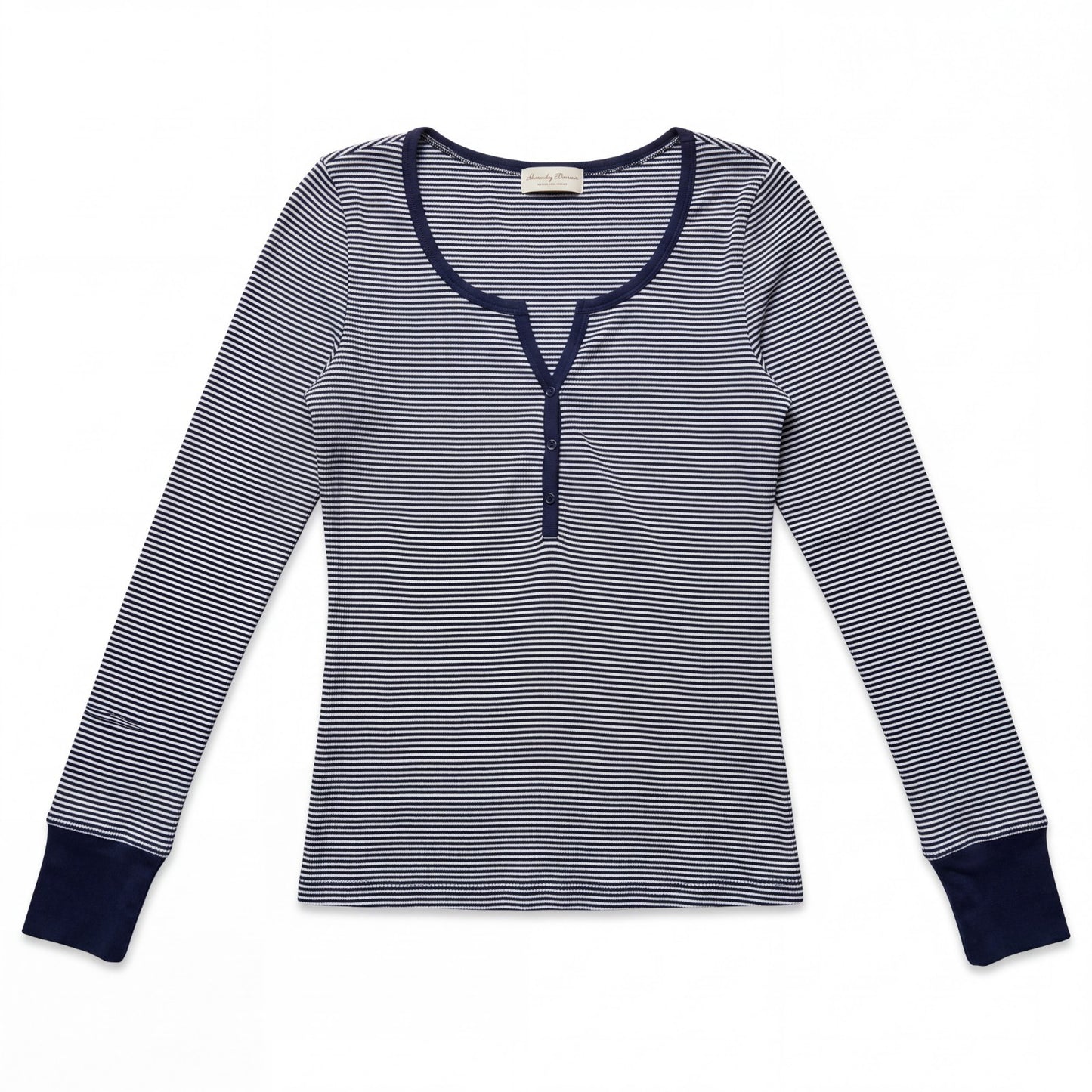 Frankee & Skylar Women's V-Neck Long Sleeve Blue & White Striped Shirt