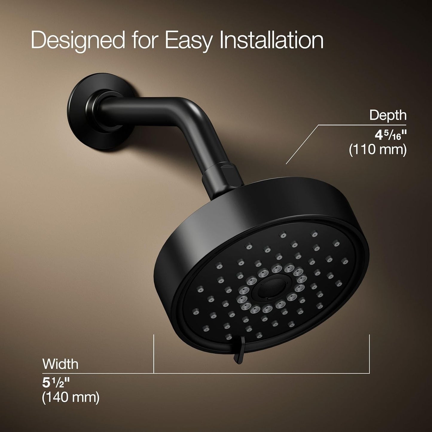 Kohler K-22170-G-BL Purist® 1.75 gpm multifunction showerhead Matte Black