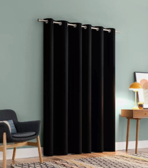 Sun Zero Tedrow 100% Blackout Grommet Black Curtain 2 Panel Pair, 37"W x 63"L