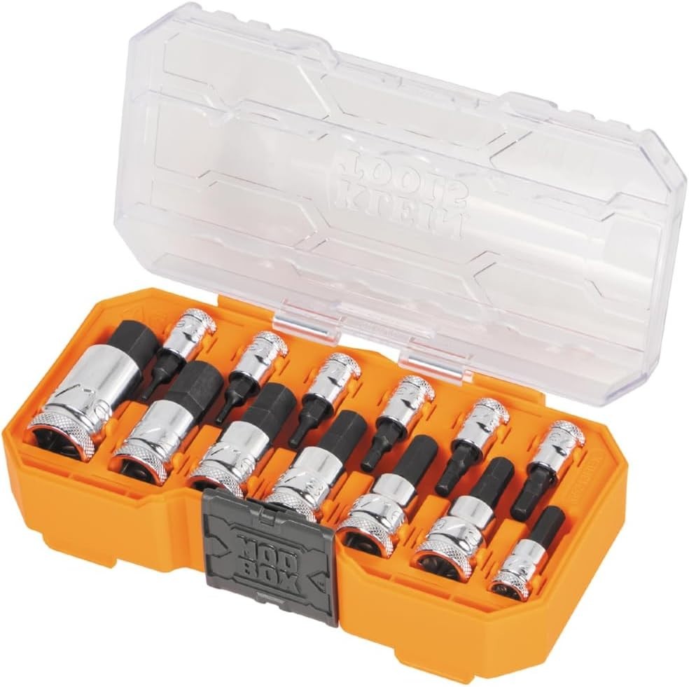 Klein Tools 65213HEX Knurled Hex Bit SAE Socket Set, 1/4, 3/8 and 1/2-Inch