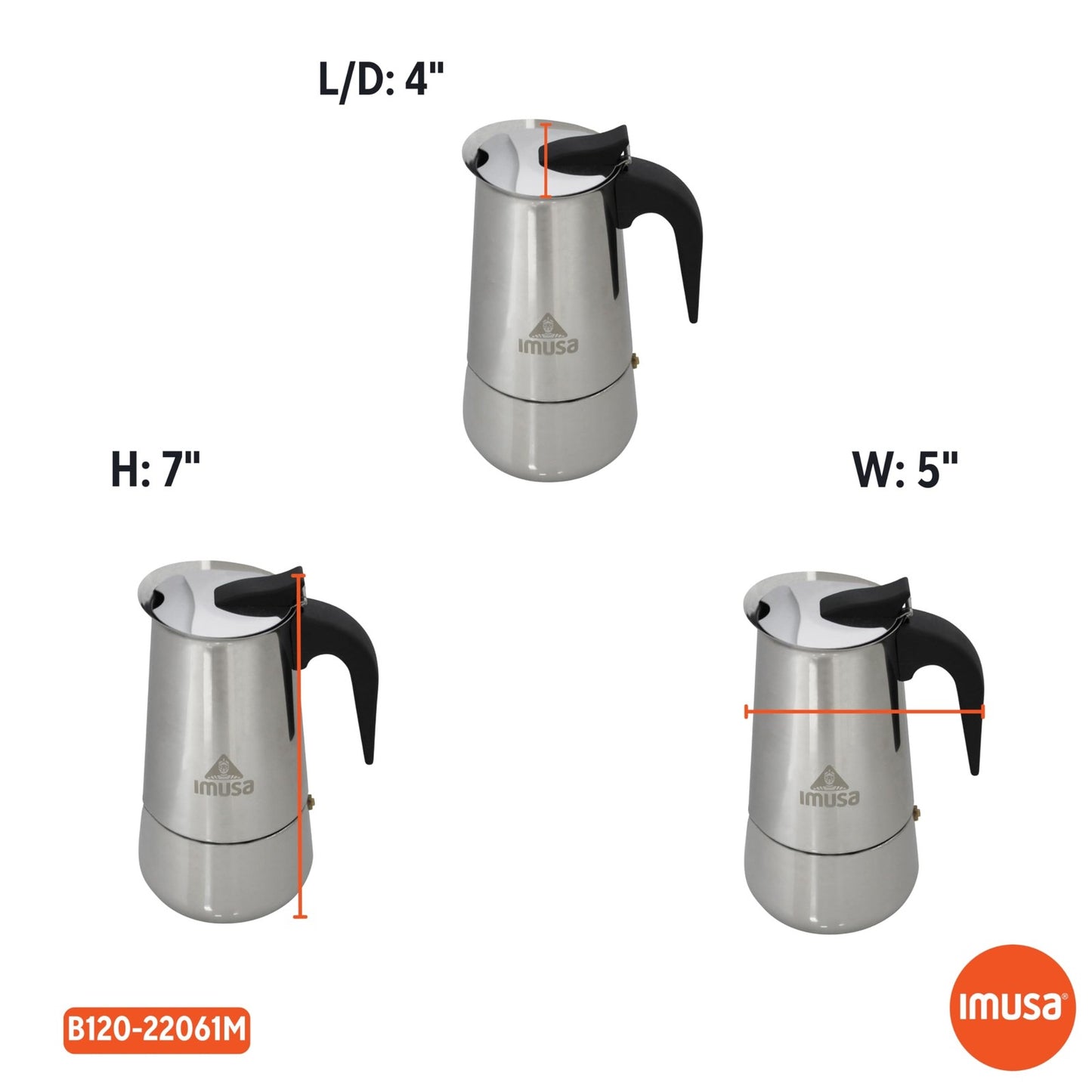 IMUSA USA B120-22062M Stainless Steel Stovetop Espresso Coffeemaker