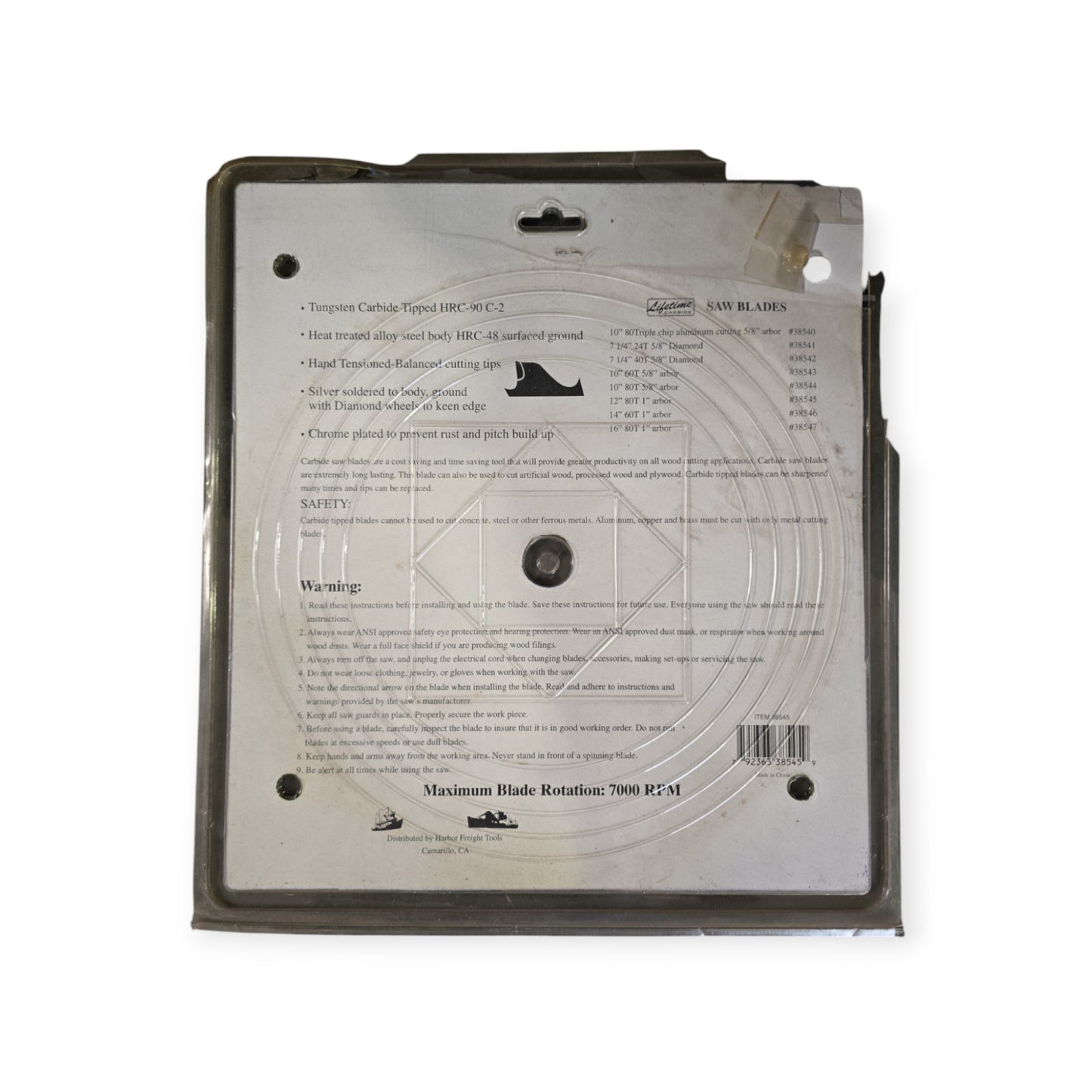 Lifetime Carbide 12" ATB Circular Saw Blade-80T