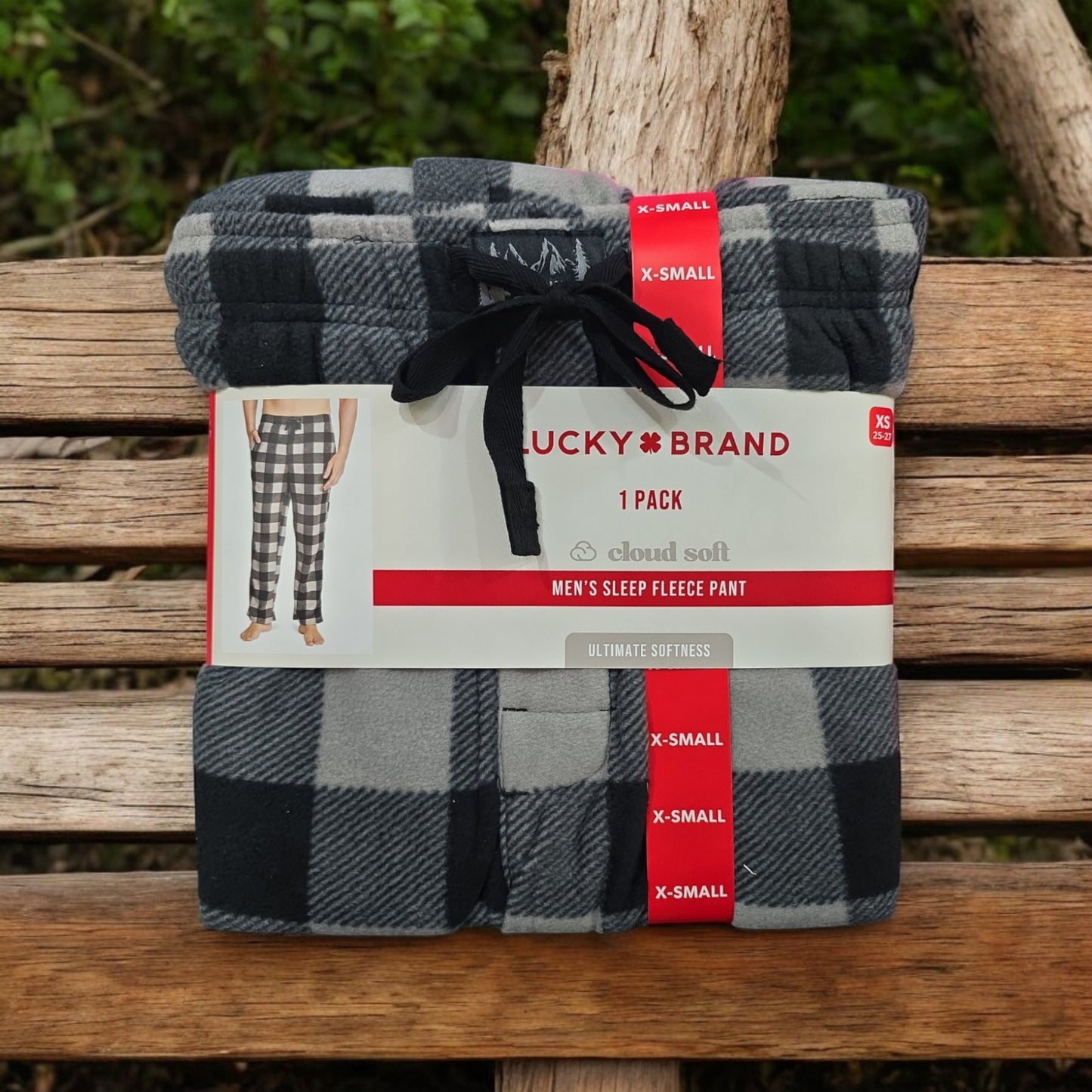 Lucky Brand Men's Sleep Fleece Pant, Gray/Black, XS