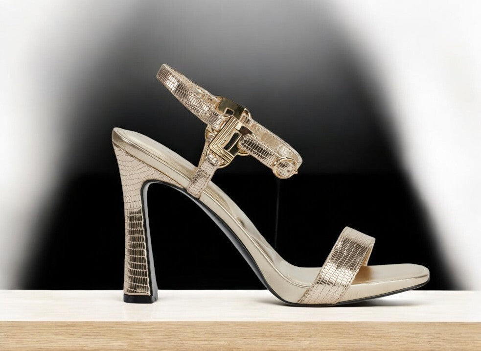 Karl Lagerfeld Cybil Ankle Strap Women's Sandal, Champagne, Various