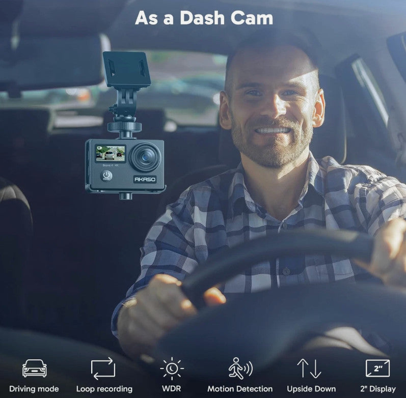 AKASO Brave 4 4K 20MP Underwater WiFi Action Camera with Accessories - Black