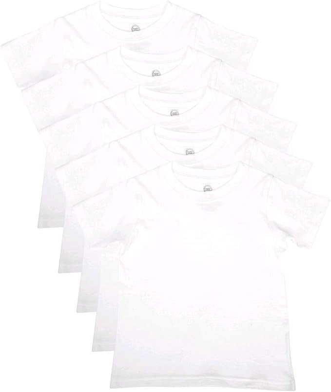 5 Pack Size M (8) Wonder Nation Boys White Crew Undershirts 100% Cotton (TW)