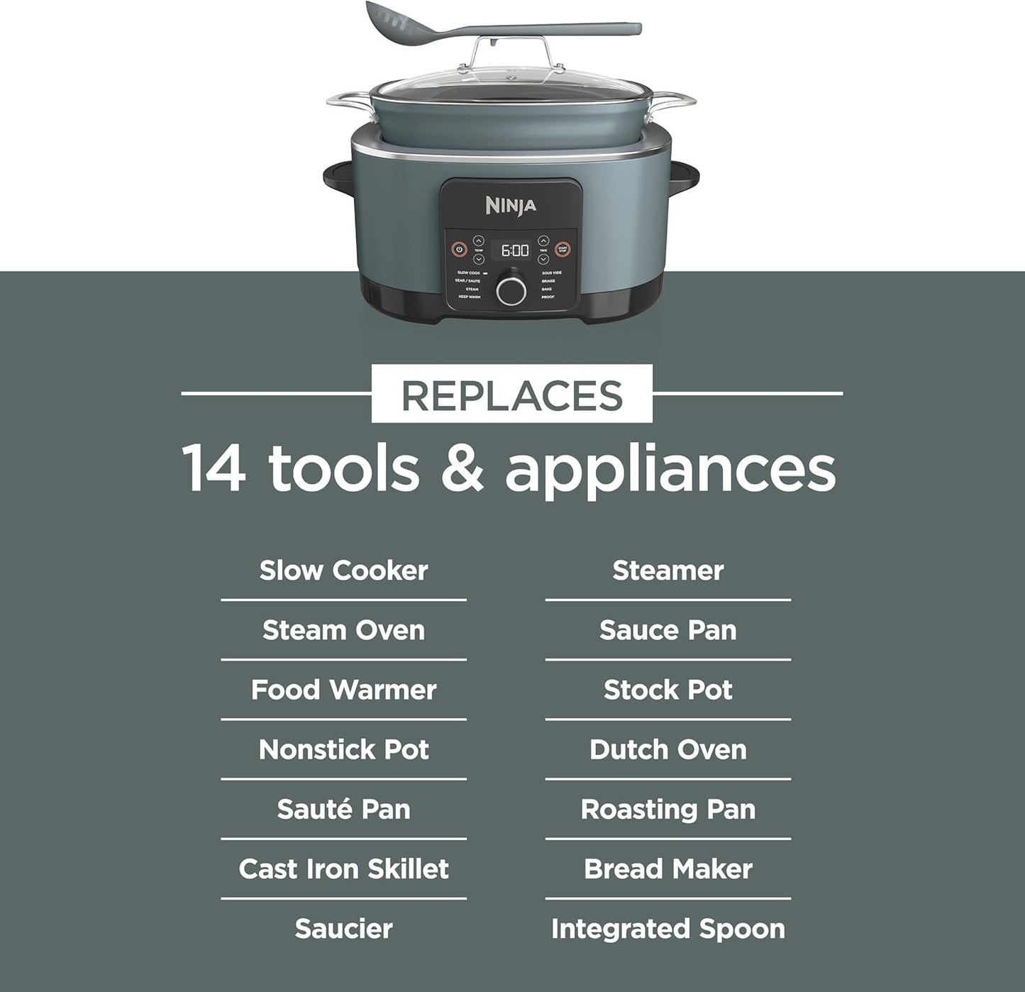 Ninja MC1001 - Foodi PossibleCooker PRO, 8.5qt Multi-Cooker - Sea Salt Grey
