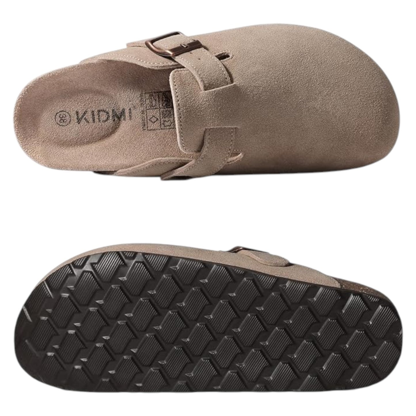 KIDMI Women's Suede Clogs Leather Mules Cork Footbed Sandals Potato Shoes | Sz10