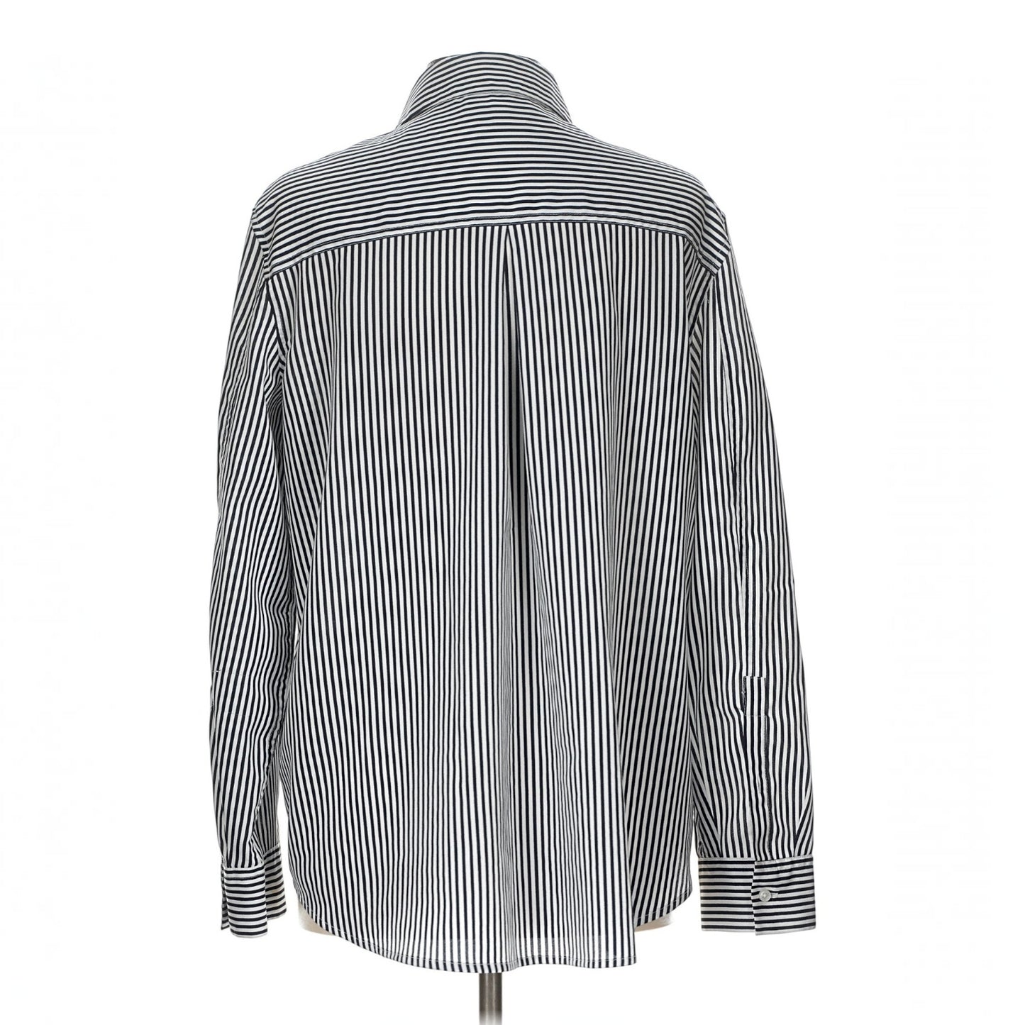 DKNY Shirt Mens Black & White Pinned Stripe Button Up Long Sleeve 100% Polyester