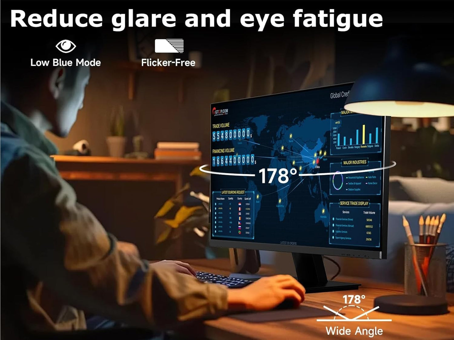 24 Inch Monitor, FHD 100Hz 1080P, IPS 16:9 Frameless Computer Monitor, 99% sR...