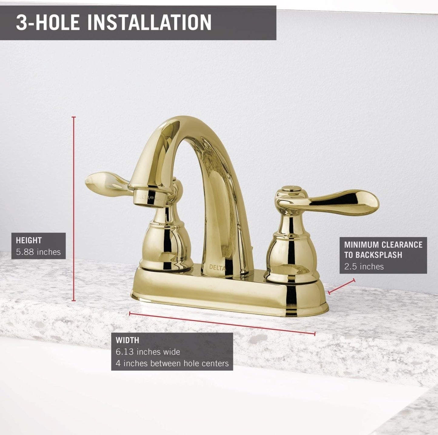 Delta B2596LF Windemere Centerset Bathroom Faucet - Brass