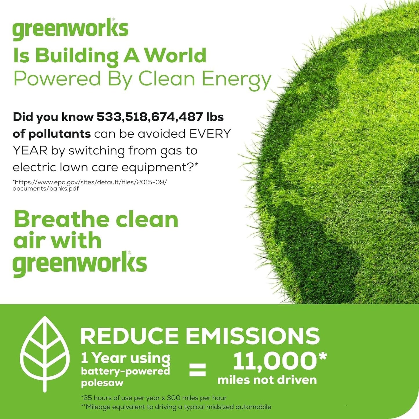 Cordless Polesaw Aluminum 8-Inch Battery Powered Extendable Easy Use Trimming