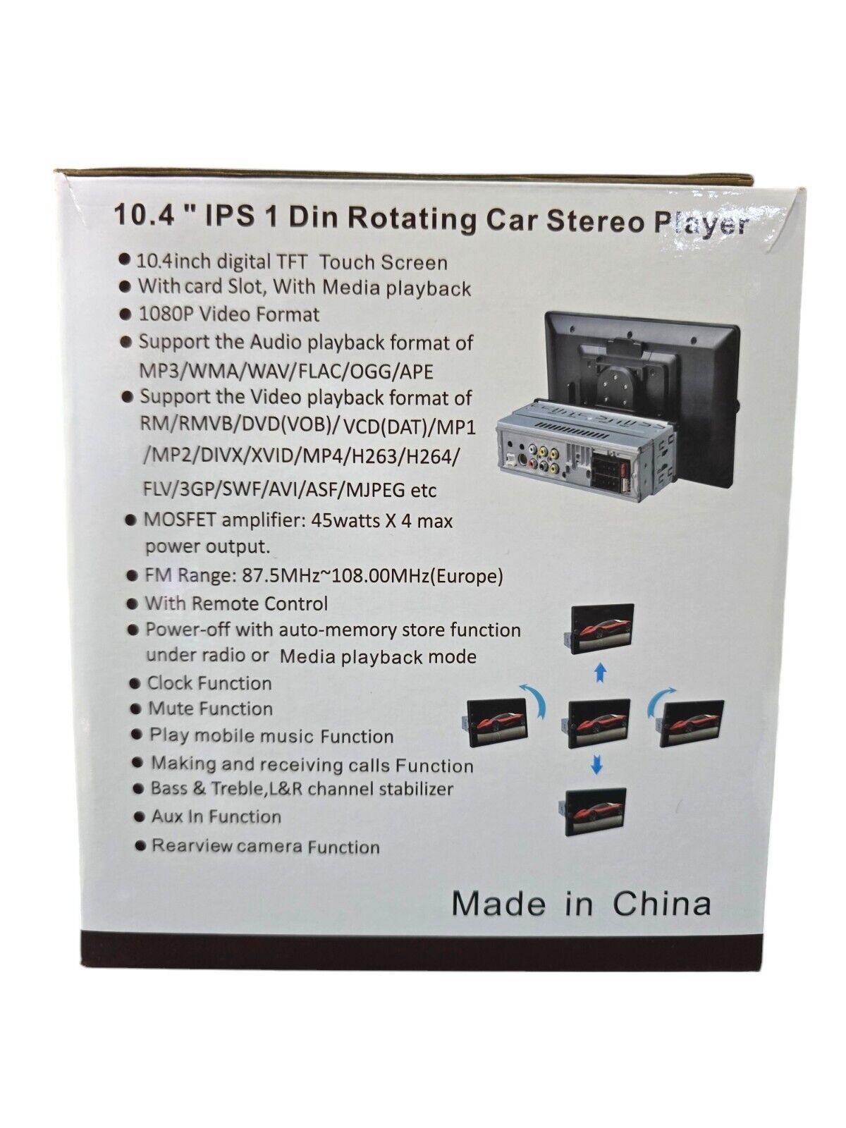 10.4" IPS 1 Din Rotating Car Sterero Player 1531W