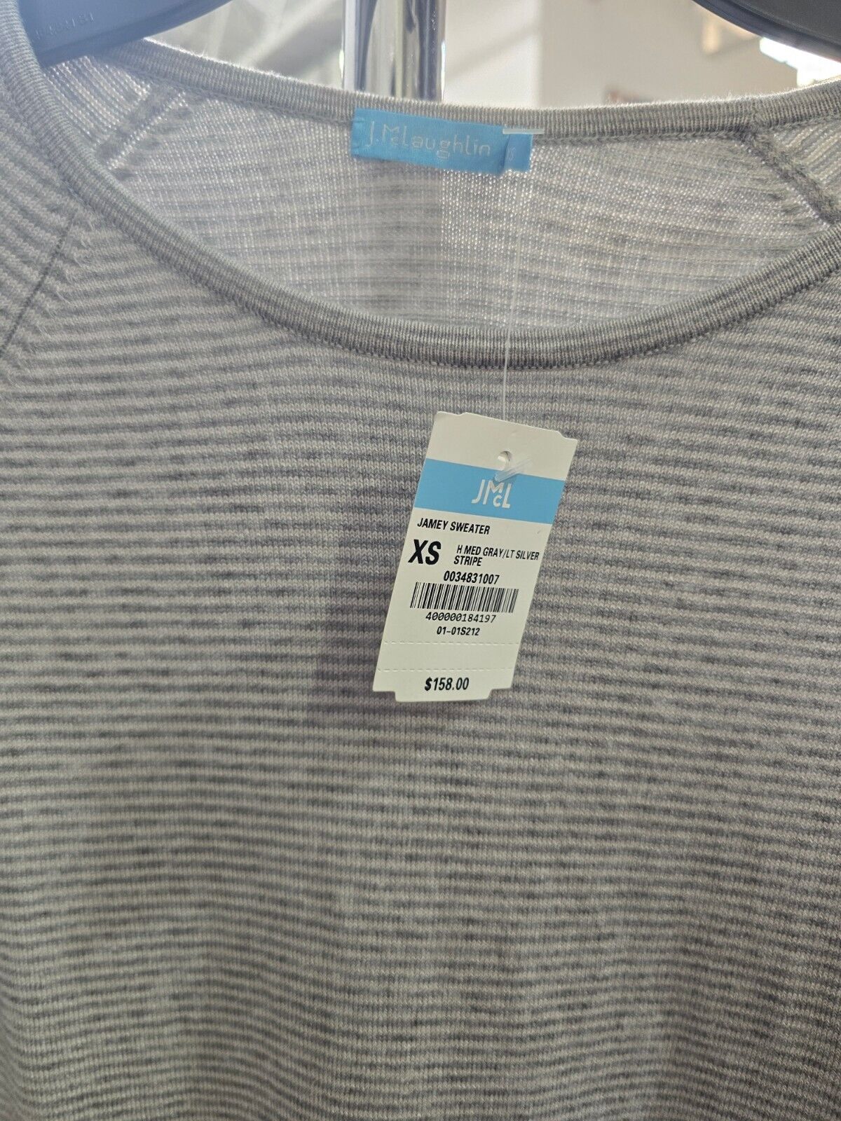 J. Mclaughlin Jamey Sweater Gray & Silver Stripe, XS