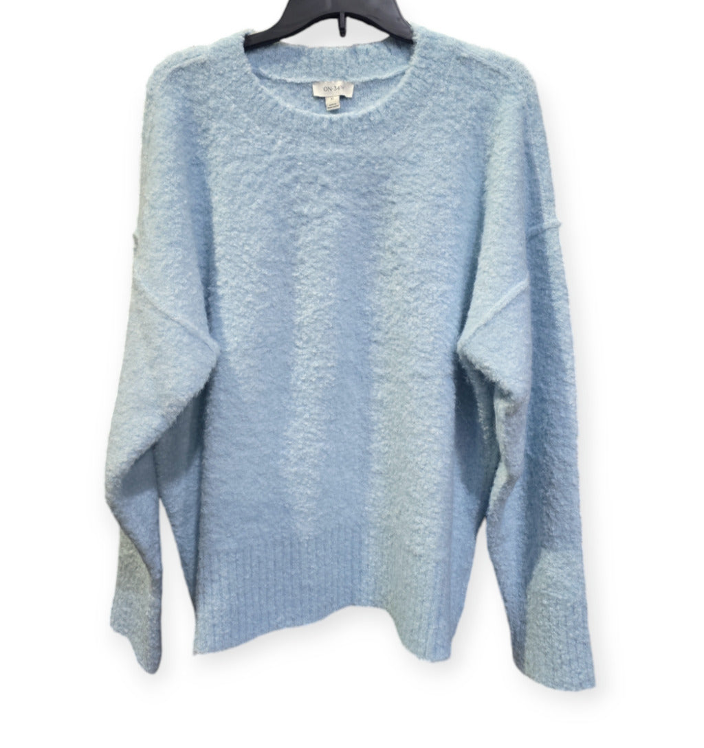 On 34th Women’s Bouclé Crewneck Pullover Sweater,Cool Blue