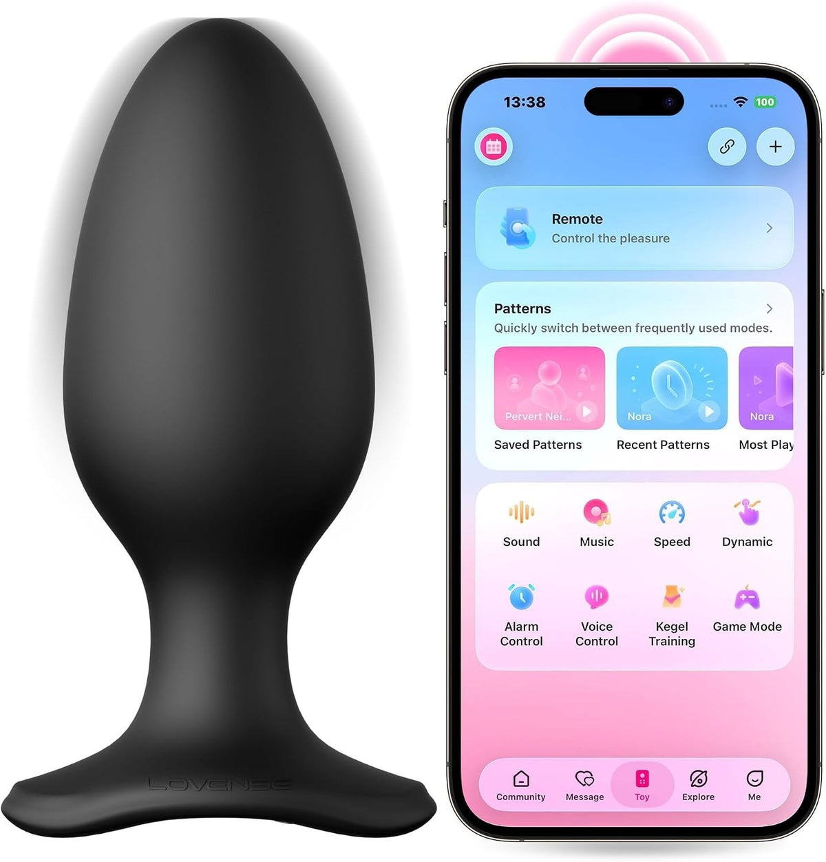 Lovense Hush 2 Rechargeable App Compatible Vibrating Anal Plug 2.25in