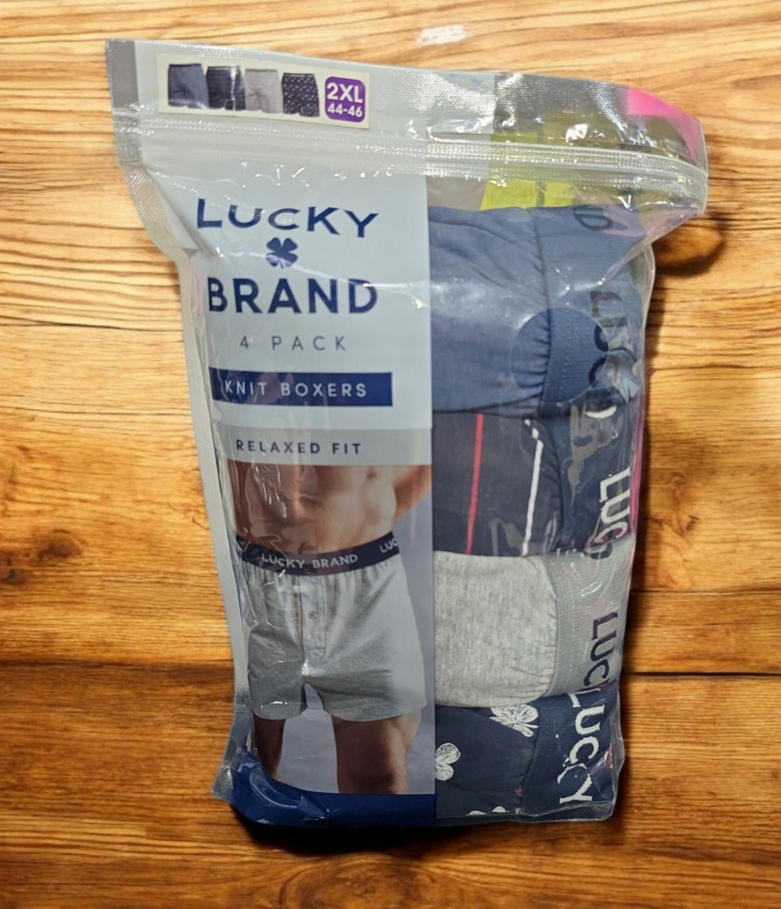 Lucky Brand Men's 4-Pack Knit Boxer, Relaxed Fit, Blue Multi, 2XL(44-46)