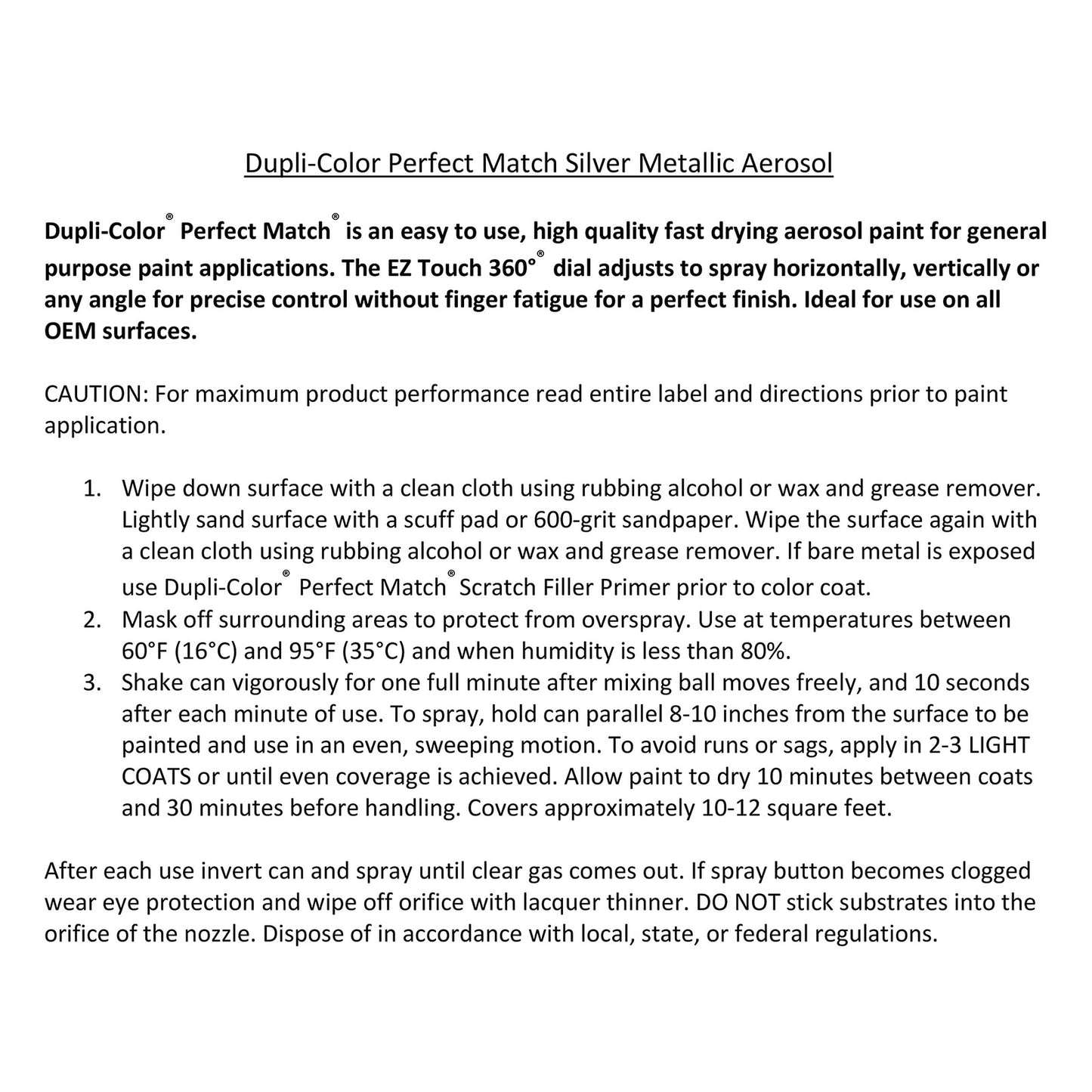 Dupli-Color EBFM02267 Perfect Match Automotive Spray, Ford Silver Metallic, 1E