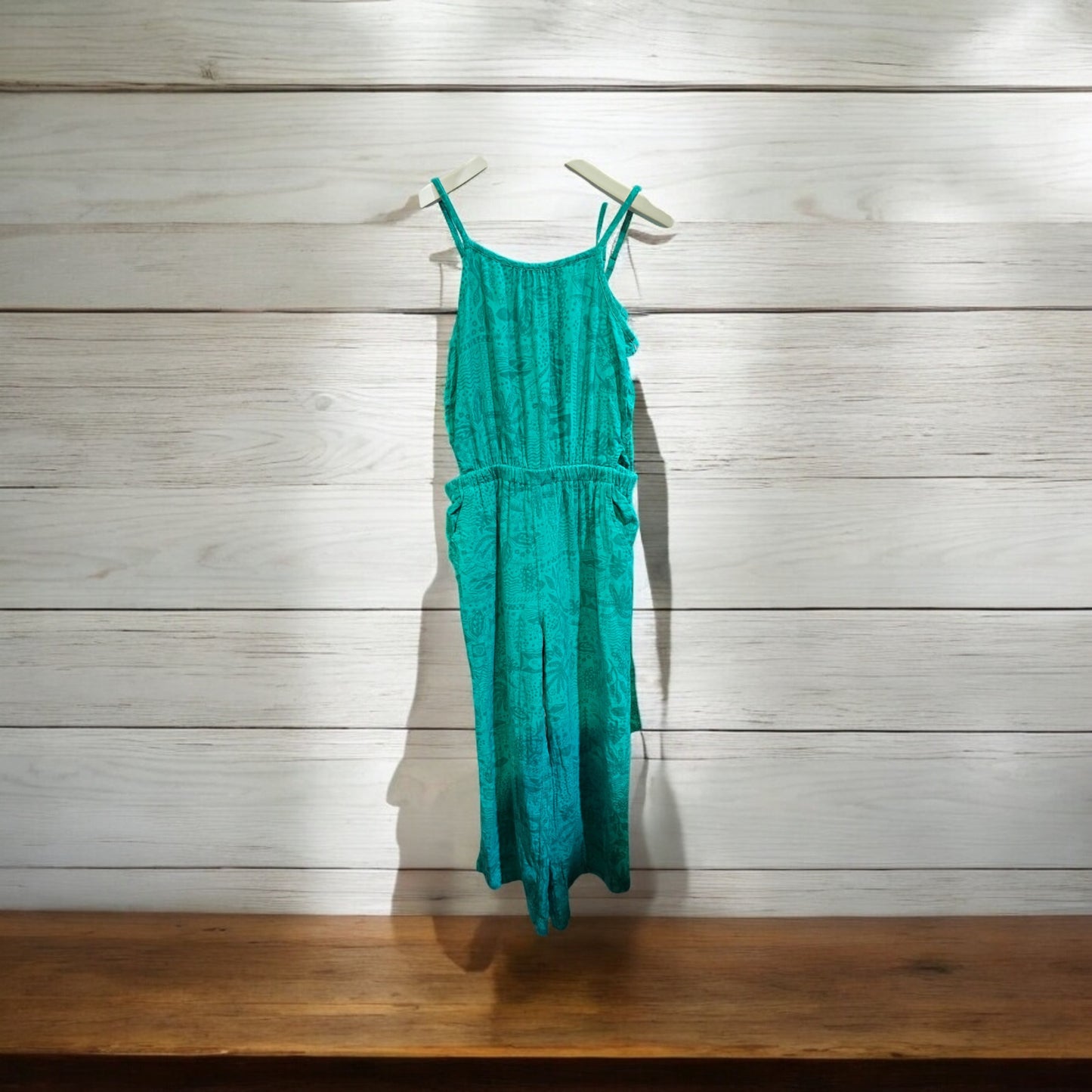 Cat & Jack Girls' Sleeveless Printed Side Cutout Jumpsuit, Sea Foam Green