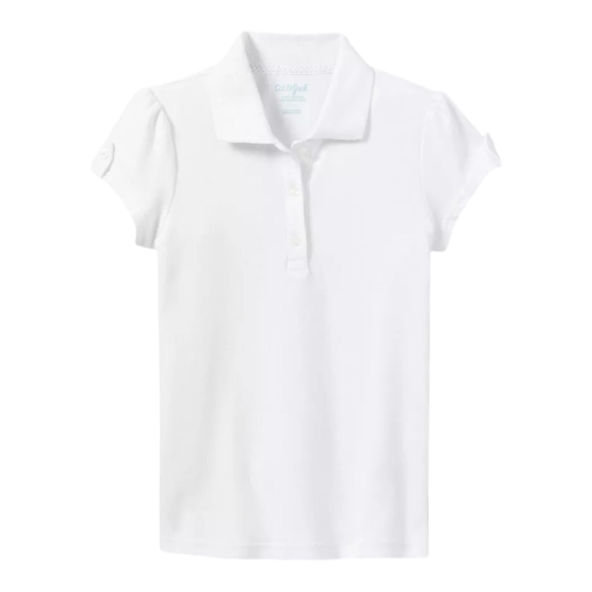 NWT Girls' Short Sleeve Interlock Uniform Polo Shirt - Cat & Jack - White
