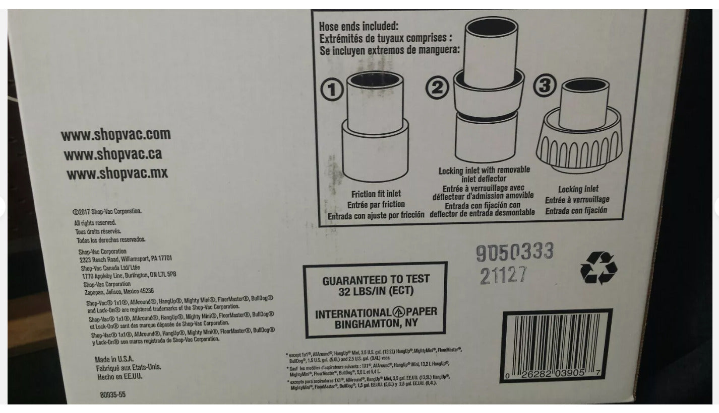 2.5" ShopVac 8ft Hose Replacement OEM 90503 NIB